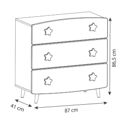 Kinder CBA Kinderzimmer Stellar: Bett 90x190cm, Nachttisch, Kommode, Kleiderschrank