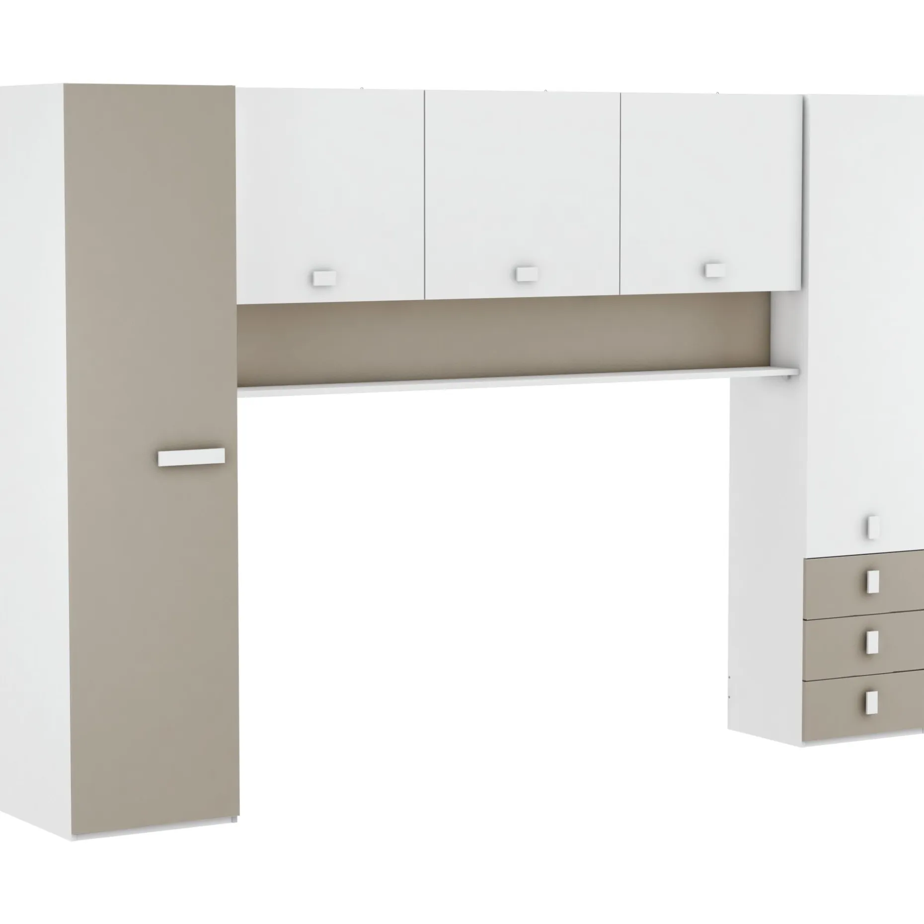 Kinderzimmer Tidelle - Bett 90x200cm mit Bettkasten und Brückenkommode - weiß/beige