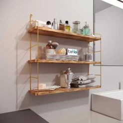 Kitaplık Wandregal | HOLZ | Gold, Braun