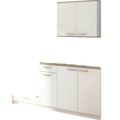 Kitchenette Chef - Oberschrank, Unterschränke für Backofen, Spüle und Kochfeld - Weiß/MDF
