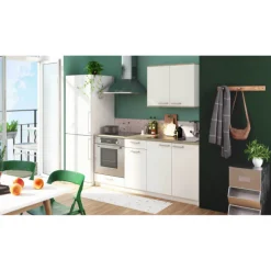 Kitchenette Chef - Oberschrank, Unterschränke für Backofen, Spüle und Kochfeld - Weiß/MDF
