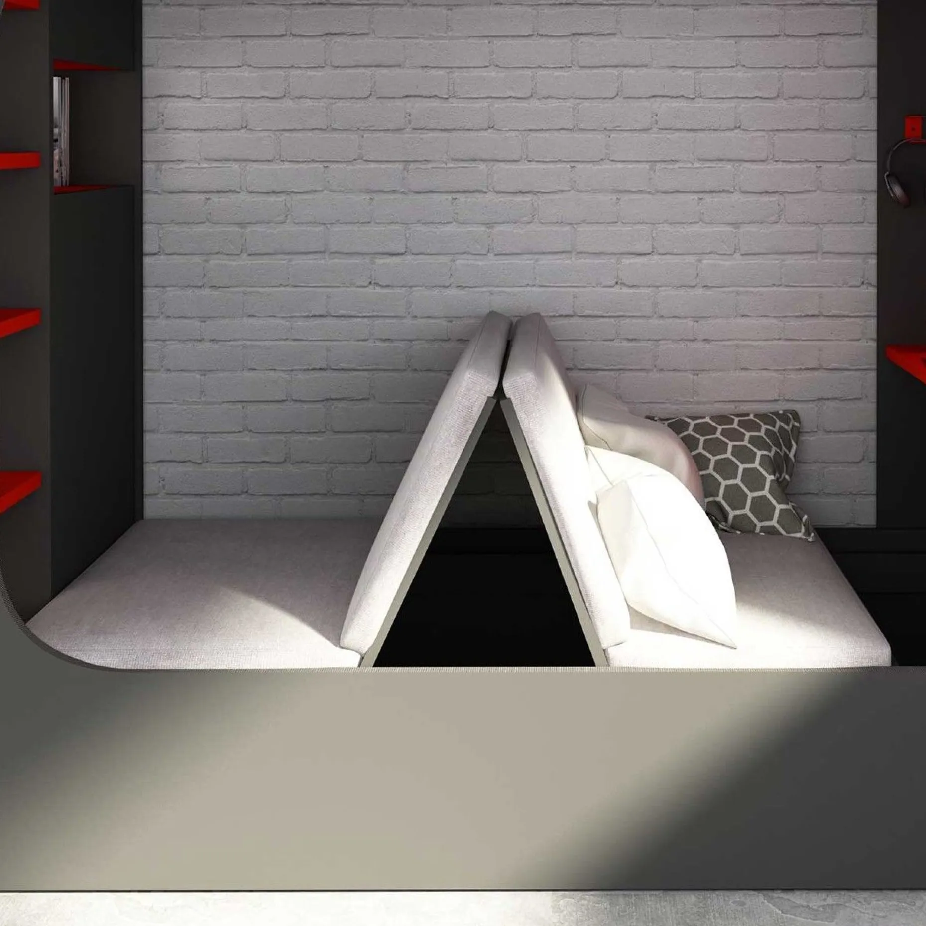 Klappbarer Lattenrost mit Sitzkissen für Hochbett Graham 90x200cm