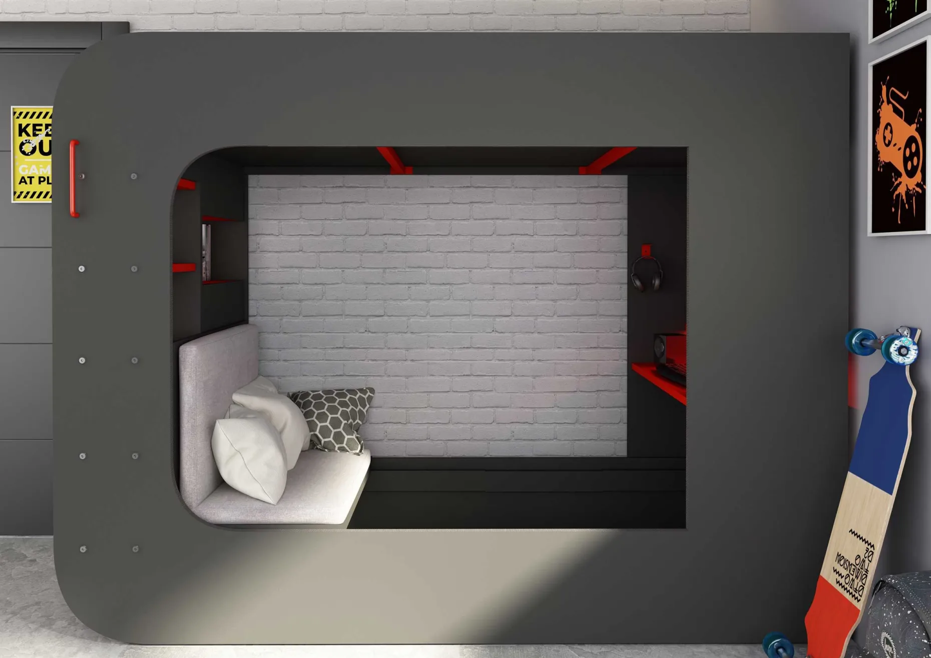 Klappbarer Lattenrost mit Sitzkissen für Hochbett Graham 90x200cm
