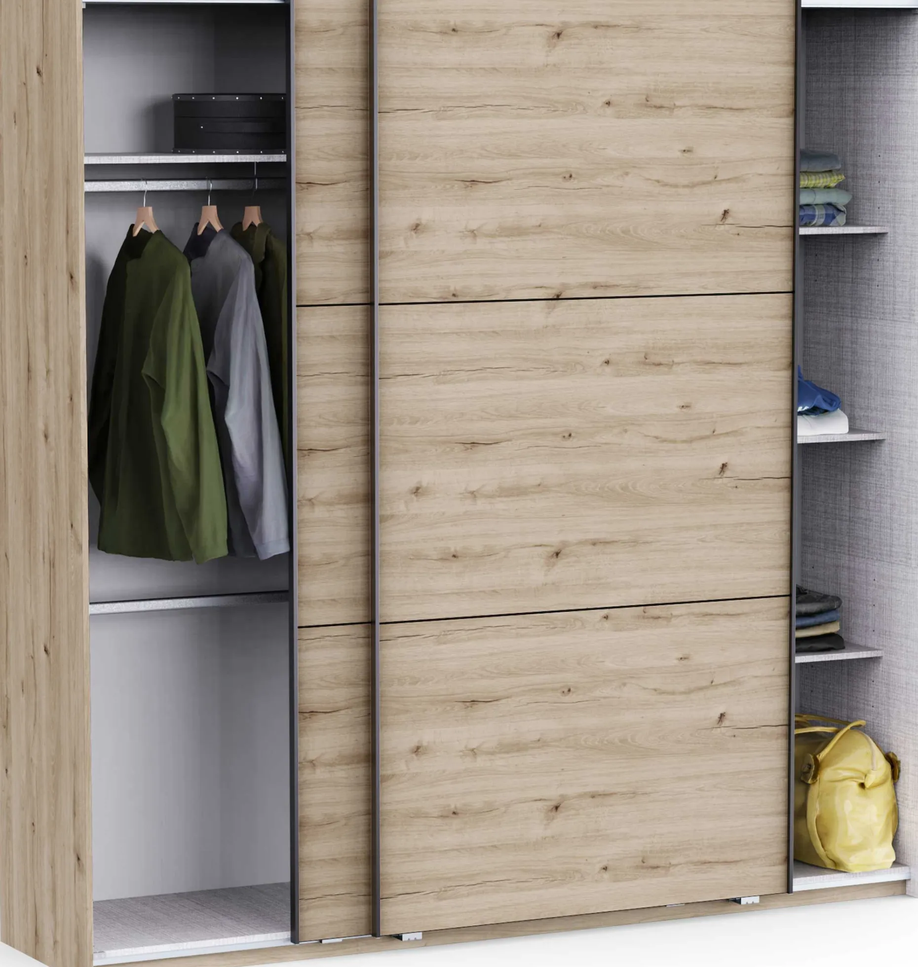 Kleiderschrank Alhambra - 221x60x224cm - Eiche Dekor