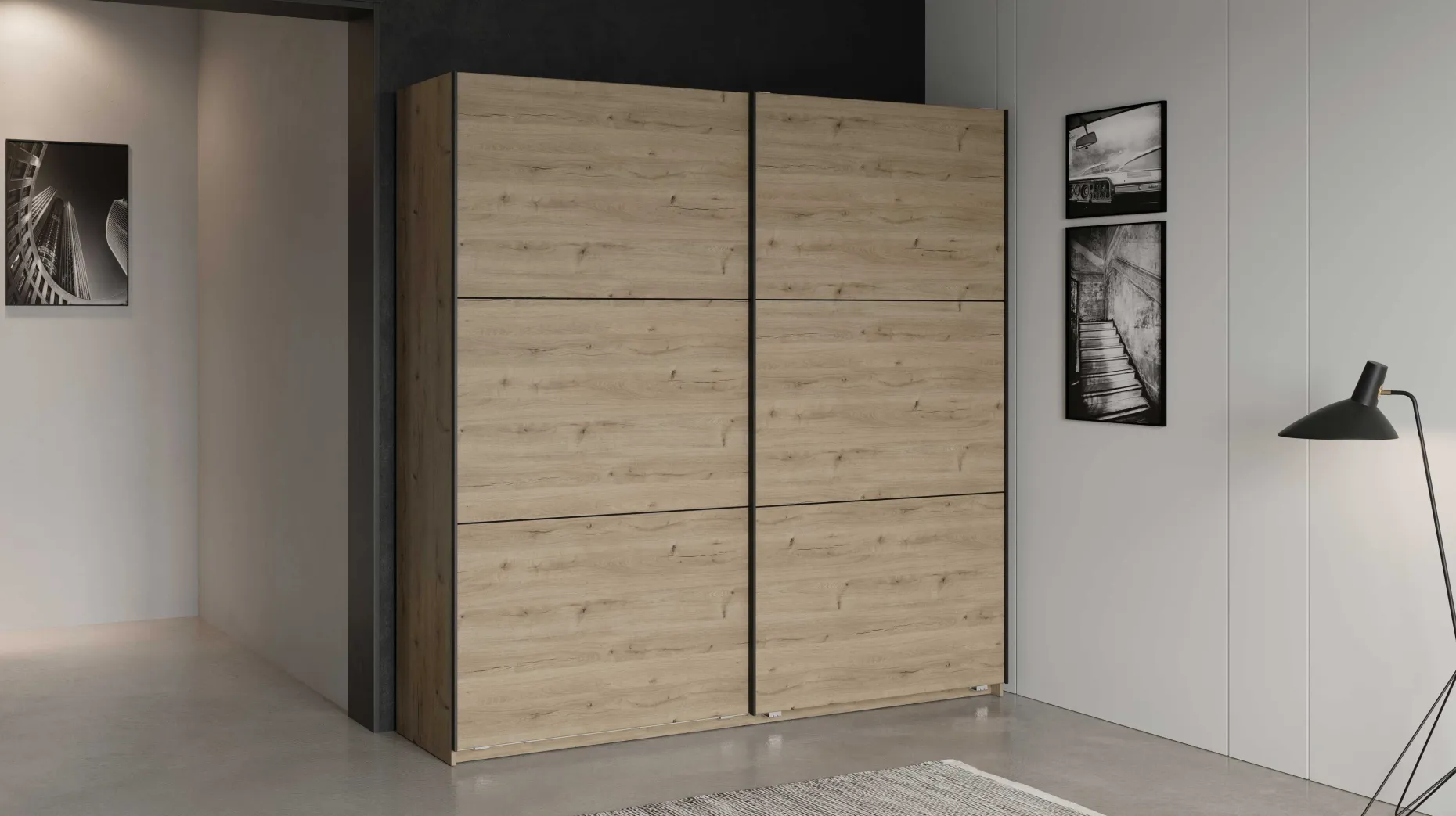 Kleiderschrank Alhambra - 221x60x224cm - Eiche Dekor