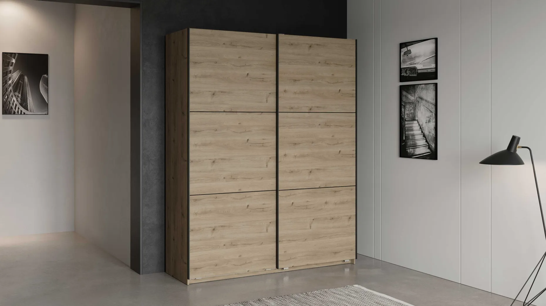 Kleiderschrank Alhambra - 178x60x224cm - Eiche Dekor