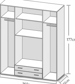 Kleiderschrank Base | 160 x 52 x 177 cm | Weiß