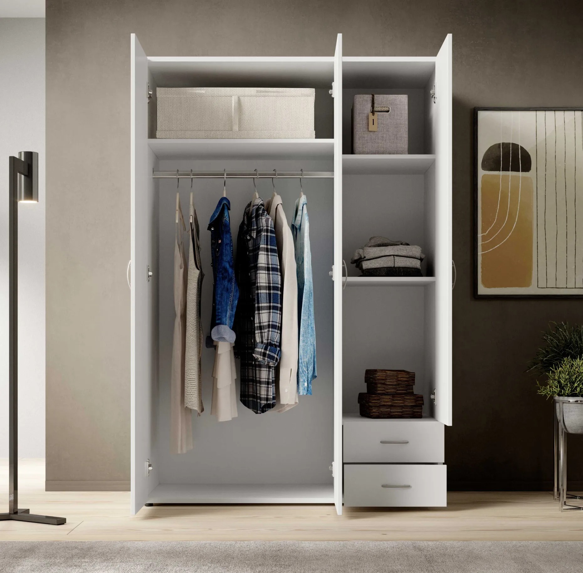 Kleiderschrank Base | 120 x 51 x 176 cm | Weiß