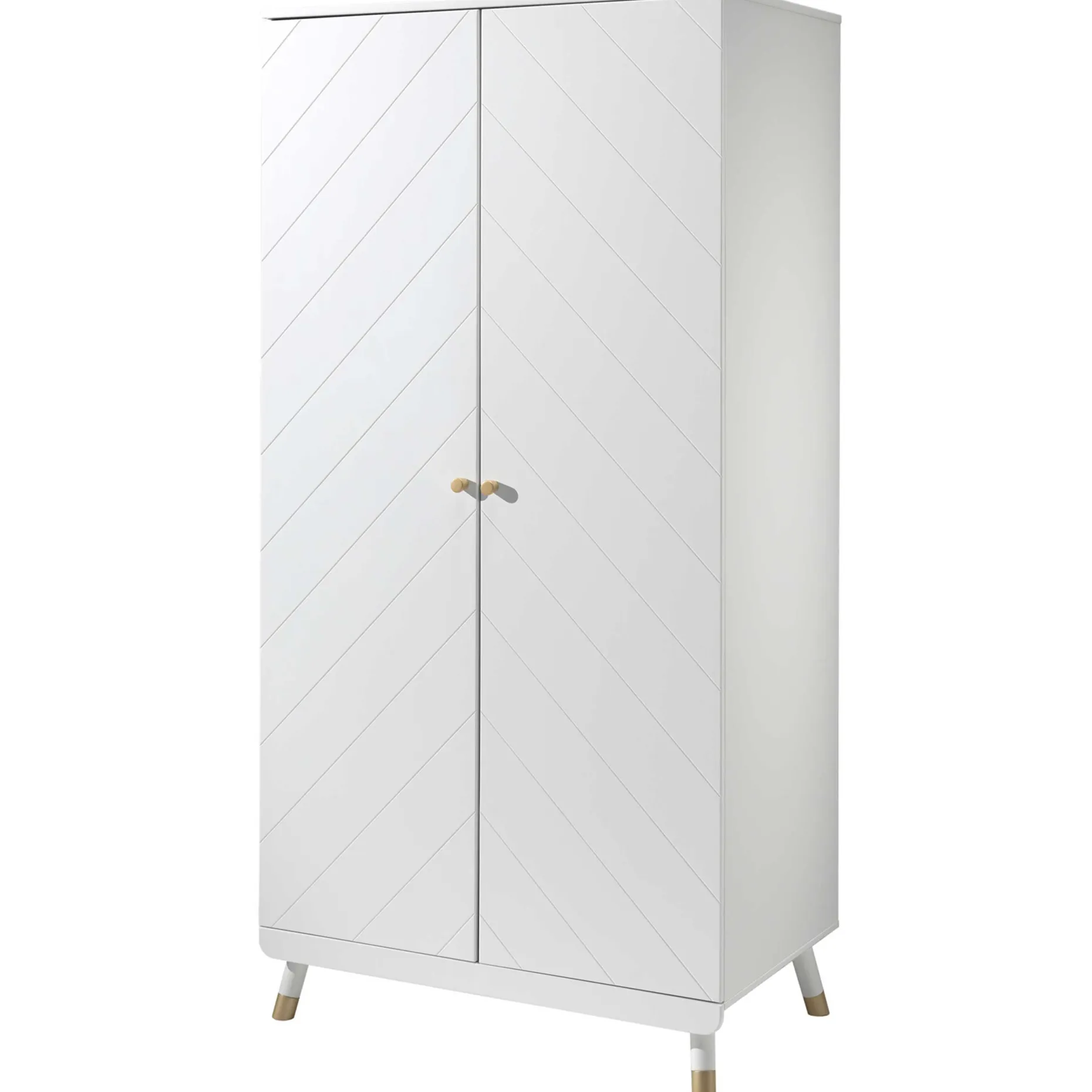 Kleiderschrank Billy 2 Türen MDF - weiß/gold