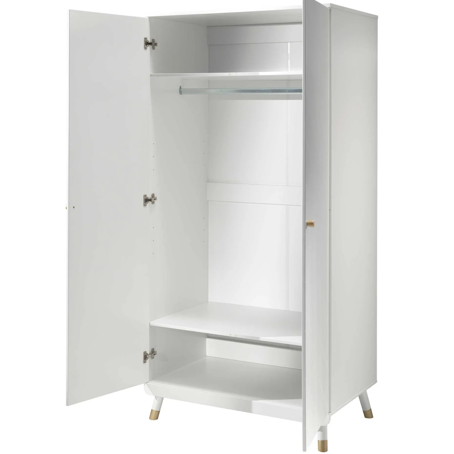 Kleiderschrank Billy 2 Türen MDF - weiß/gold