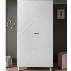 Kleiderschrank Billy 2 Türen MDF - weiß/gold