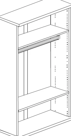 Kleiderschrank Bo0 mit Kleiderstange, länglichem Griff und 2 Einlegeböden - Kiefer/blau