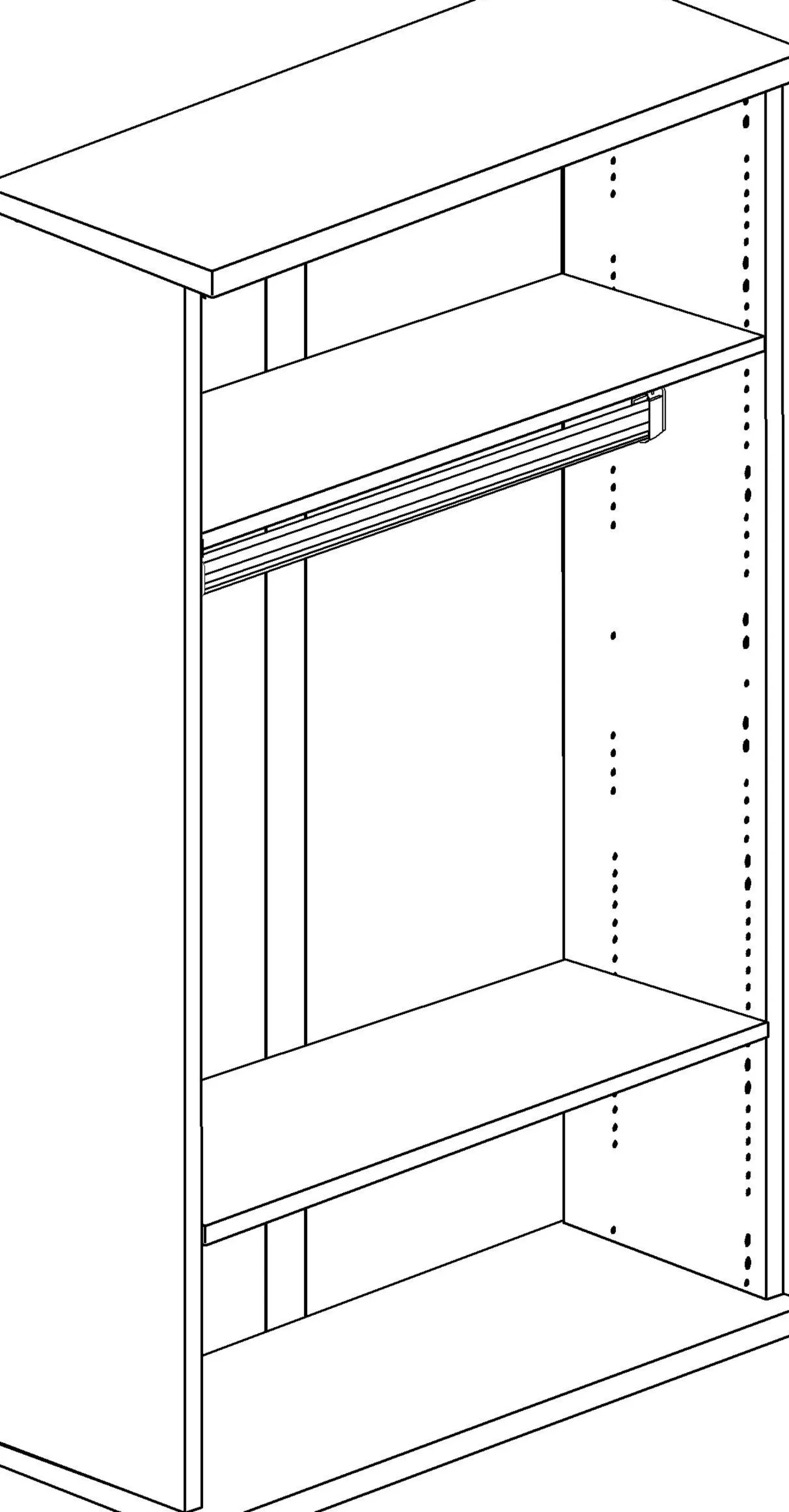 Kleiderschrank Bo0 mit Kleiderstange, länglichem Griff und 2 Einlegeböden - Kiefer/blau