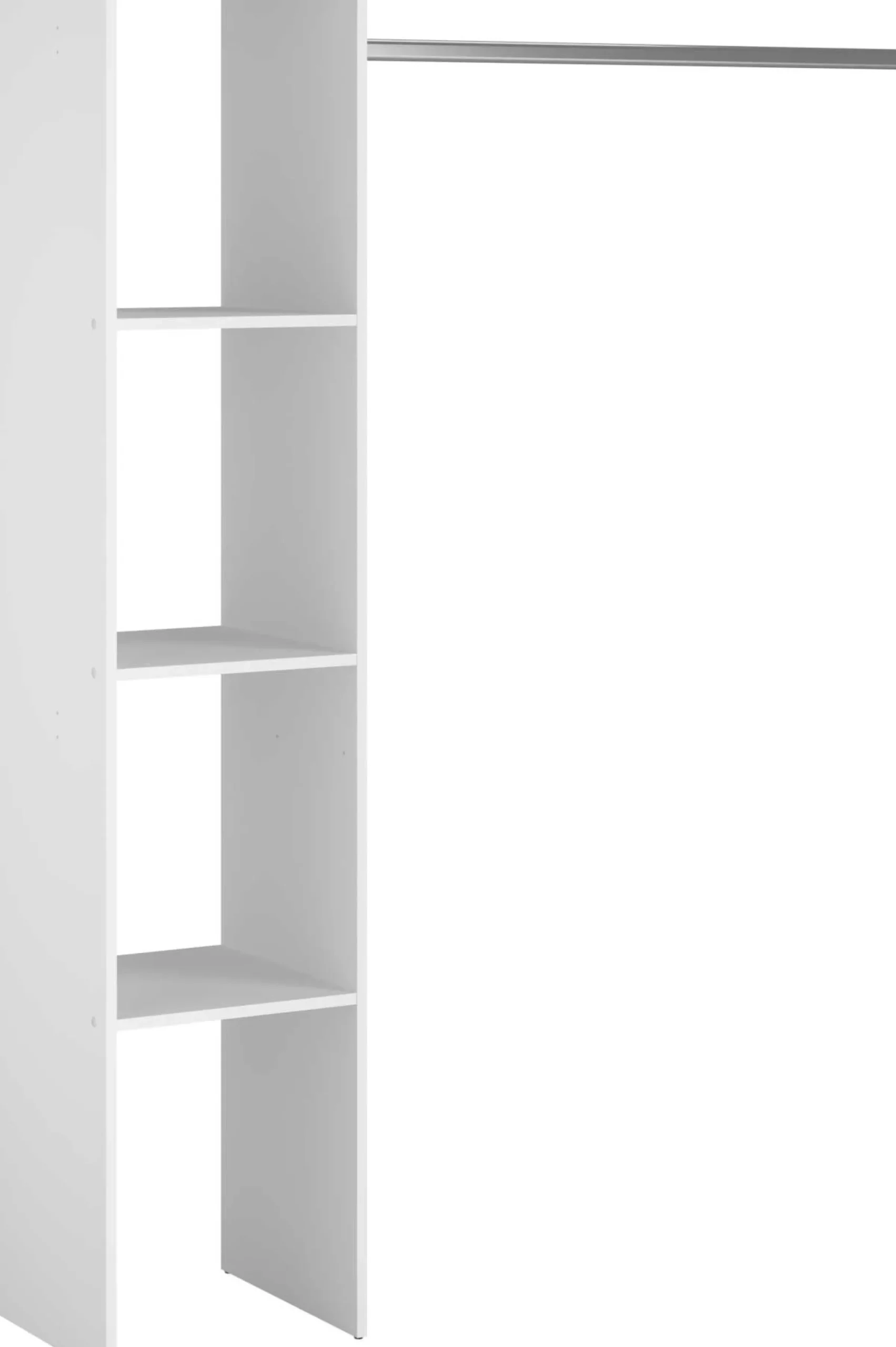 Kleiderschrank Botan A - 138cm, 3 Einlegeböden und 1 Kleiderstange - weiß