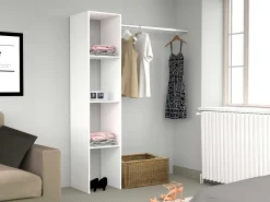 Kleiderschrank Botan A - 138cm, 3 Einlegeböden und 1 Kleiderstange - weiß