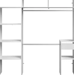 Kleiderschrank Botan 140 - 198cm, 4 Einlegeböden, 2 Kleiderstangen, 1 Schublade - weiß