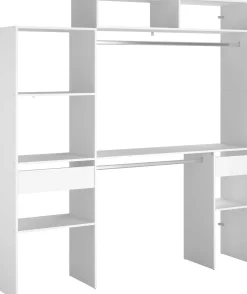 Kleiderschrank Botan 140 - 198cm, 4 Einlegeböden, 2 Kleiderstangen, 2 Schubladen - weiß