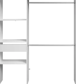 Kleiderschrank Botan 162cm, 1 Schublade und 3 Einlegeböden und 1 Kleiderstange - weiß