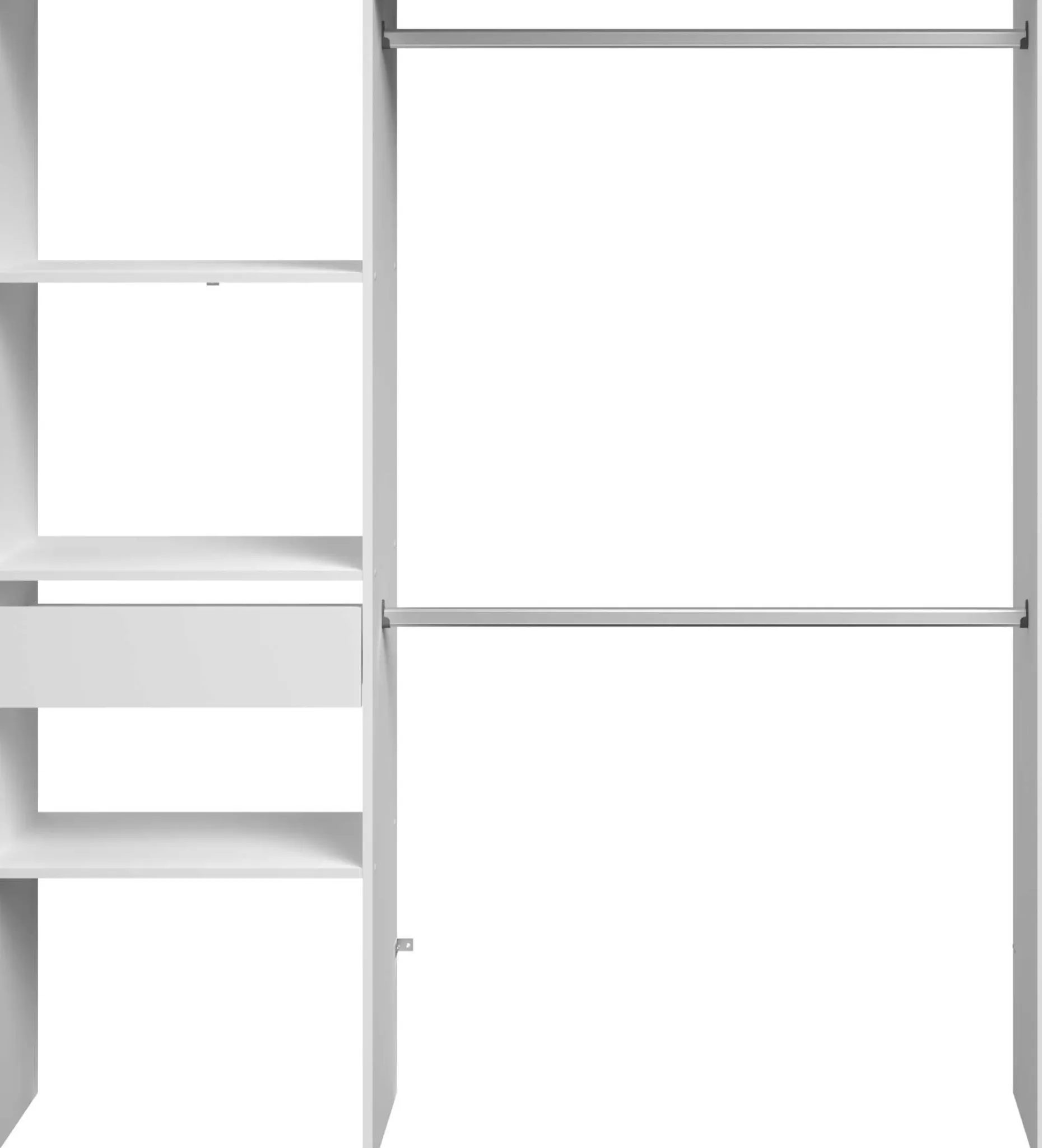 Kleiderschrank Botan 162cm, 1 Schublade und 3 Einlegeböden und 1 Kleiderstange - weiß