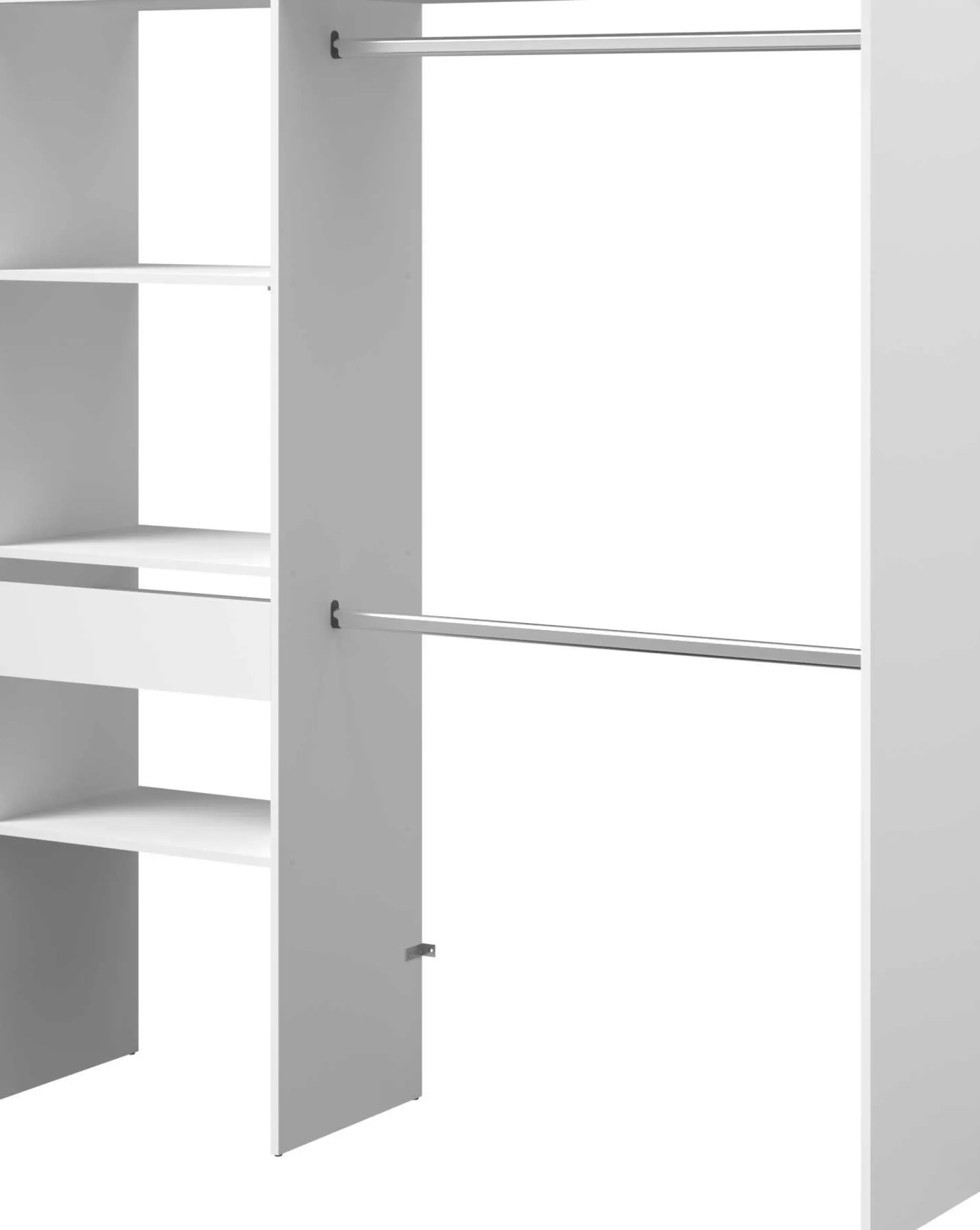 Kleiderschrank Botan 162cm, 1 Schublade und 3 Einlegeböden und 1 Kleiderstange - weiß