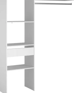 Kleiderschrank Botan D - 160cm, 1 Schublade, 3 Einlegeböden und 1 Kleiderstange - weiß