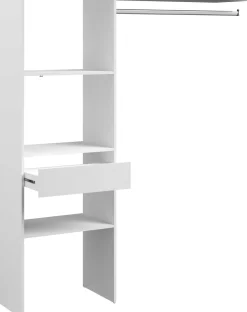 Kleiderschrank Botan D - 160cm, 1 Schublade, 3 Einlegeböden und 1 Kleiderstange - weiß