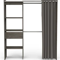 Kleiderschrank Chicago - 50x114x192 cm - Schwarz/Eiche