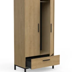 Kleiderschrank Craig-Hamilton Eiche/Mattschwarz