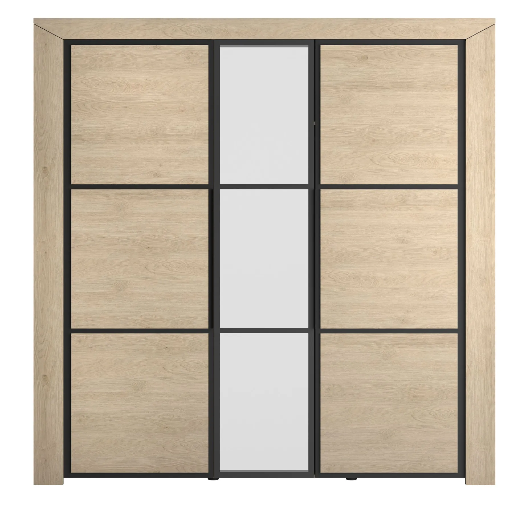 Kleiderschrank East mit 3 Türen und Spiegel - Kastanie