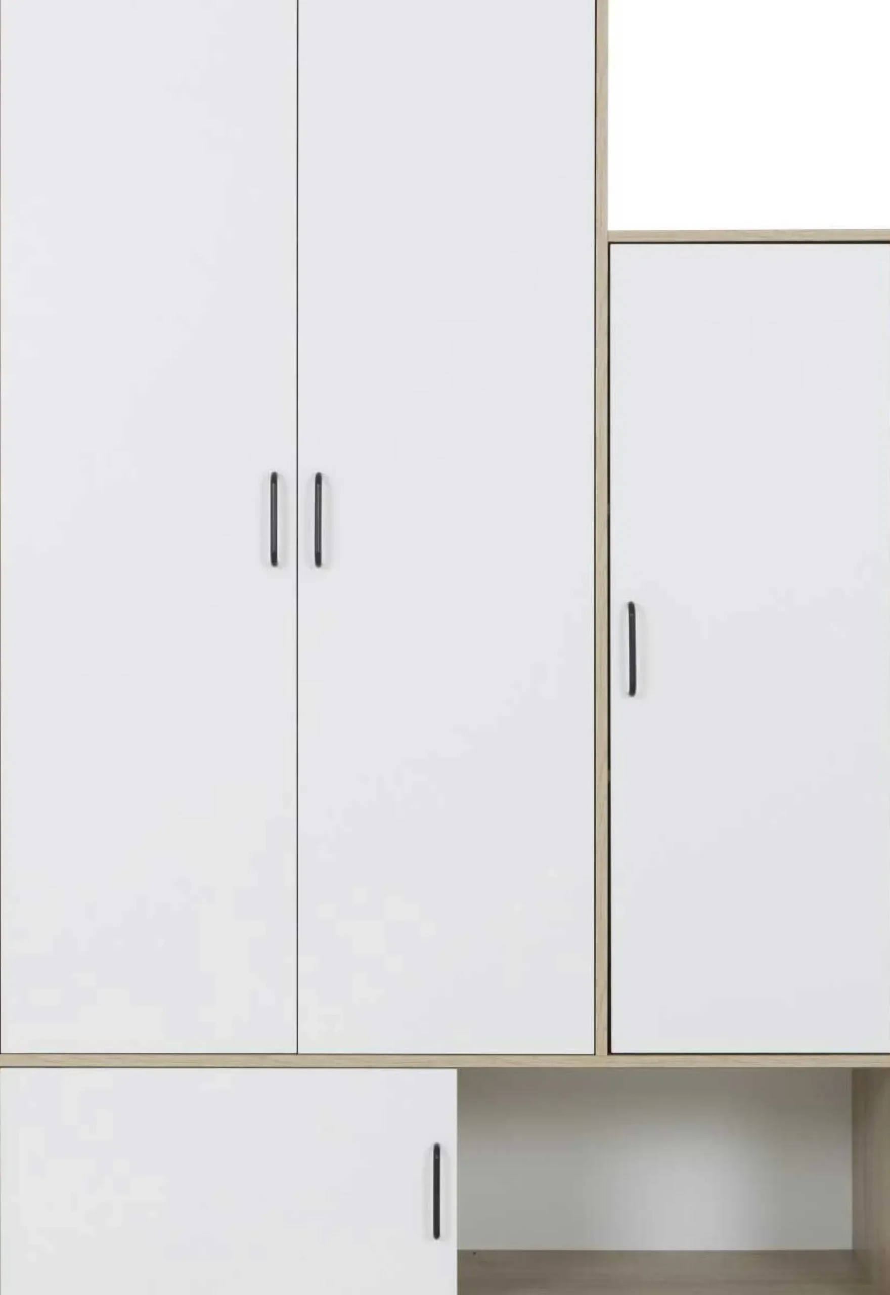 Kleiderschrank Erwan - 133x52x192cm - 4 Türen - weiß/kastanienbraun