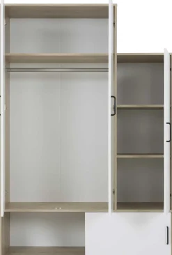 Kleiderschrank Erwan - 133x52x192cm - 4 Türen - weiß/kastanienbraun