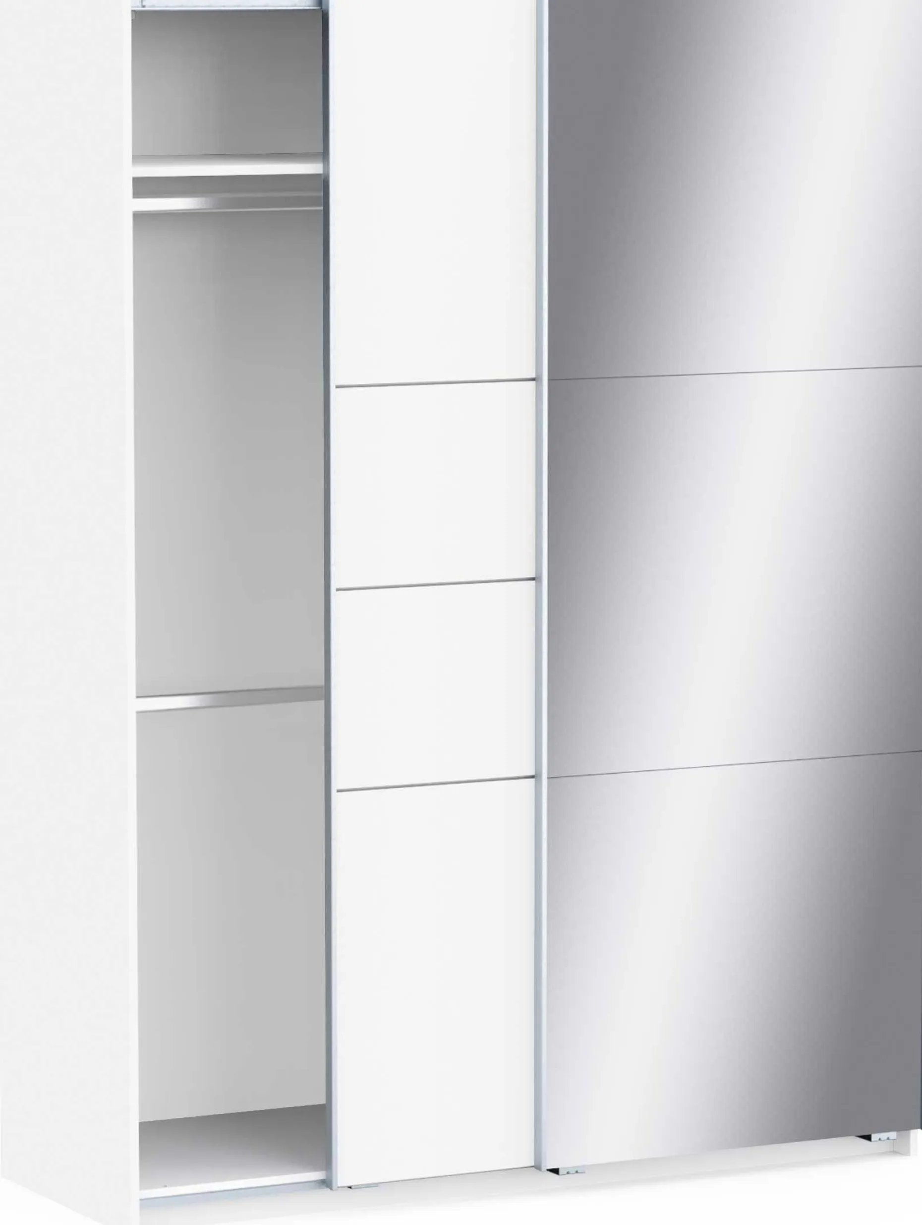 Kleiderschrank Faust - 148x60x203cm - mit Spiegel - 2 Türen - weiß