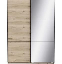 Kleiderschrank Faust - 148x60x203cm - mit Spiegel - 2 Türen - Eichendekor