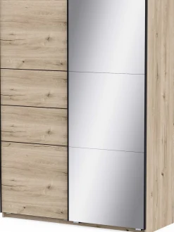Kleiderschrank Faust - 148x60x203cm - mit Spiegel - 2 Türen - Eichendekor