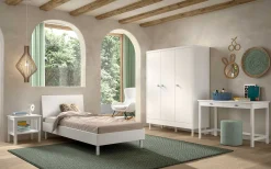Kleiderschrank Forrest - 3 Türen - Massivholz Buche - weiß