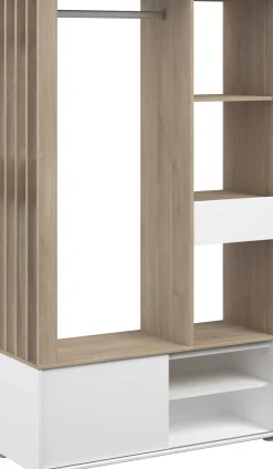 Kleiderschrank Ghislain 1 Tür und 1 Schublade - Japanische Eiche/Weiß