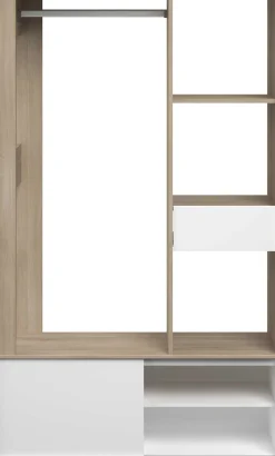 Kleiderschrank Ghislain 1 Tür und 1 Schublade - Japanische Eiche/Weiß