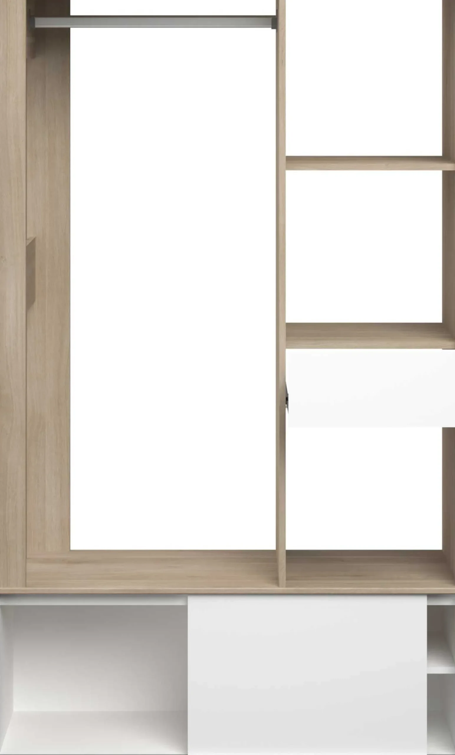 Kleiderschrank Ghislain 1 Tür und 1 Schublade - Japanische Eiche/Weiß