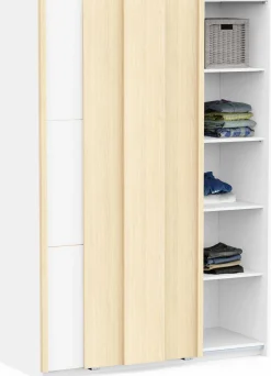 Kleiderschrank Heva - 140x64x203cm - 2 Türen - weiß/Eiche Dekor