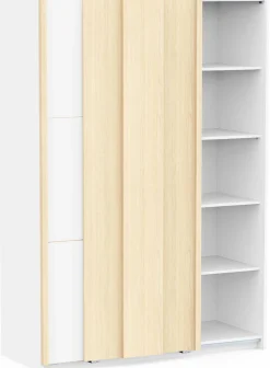 Kleiderschrank Heva - 140x64x203cm - 2 Türen - weiß/Eiche Dekor