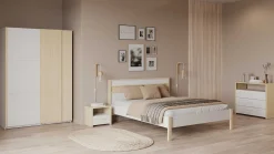 Kleiderschrank Heva - 140x64x203cm - 2 Türen - weiß/Eiche Dekor
