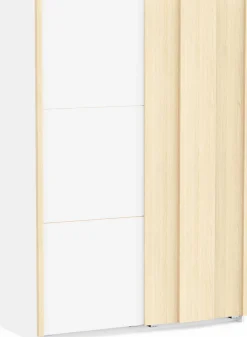 Kleiderschrank Heva - 140x64x203cm - 2 Türen - weiß/Eiche Dekor
