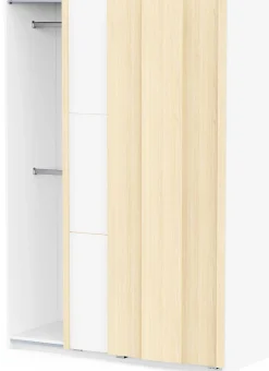 Kleiderschrank Heva - 140x64x203cm - 2 Türen - weiß/Eiche Dekor