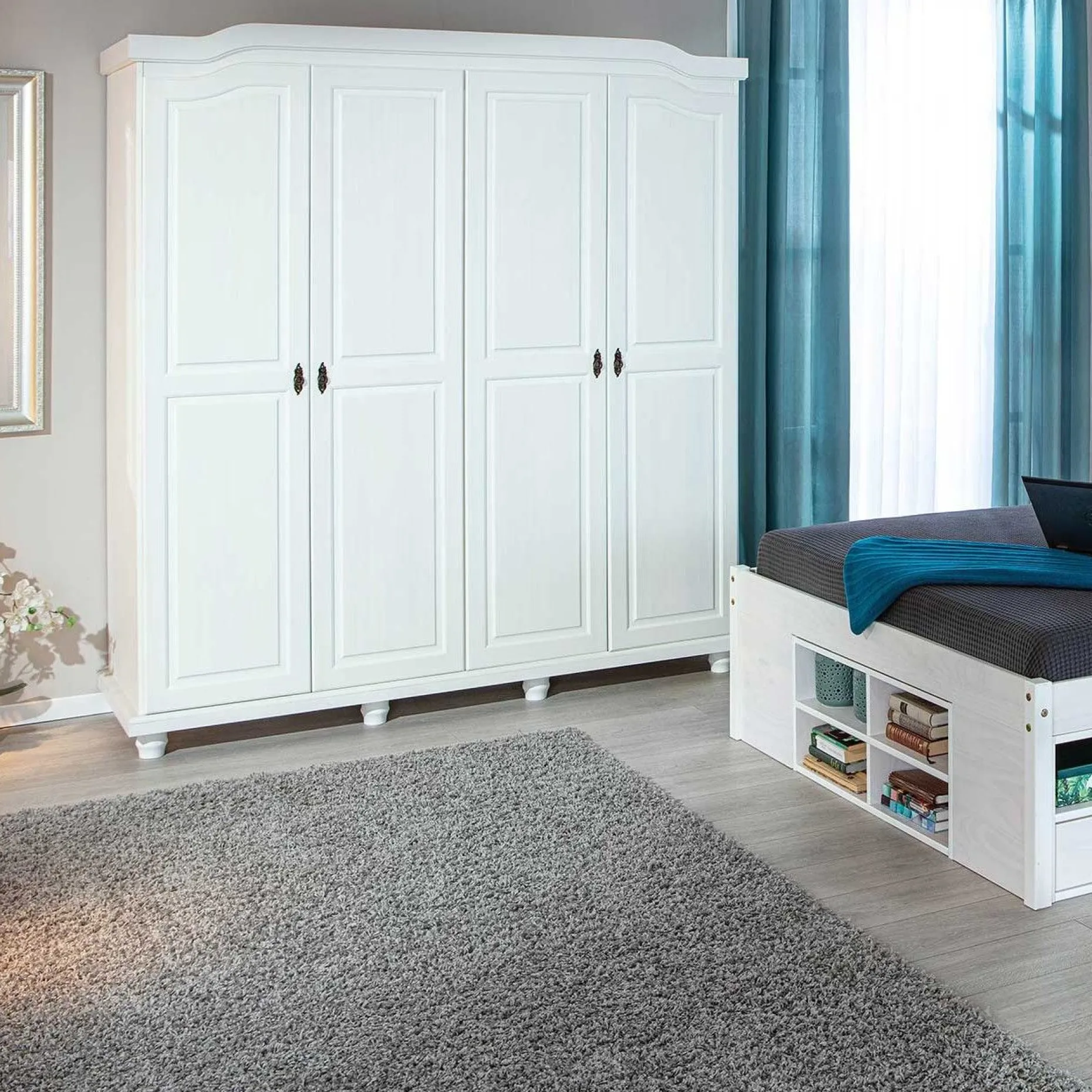 Kleiderschrank Ivy 197cm 4 Türen - weiß