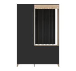 Kleiderschrank Jungo 122cm 2 Schubladen - Eiche/schwarz