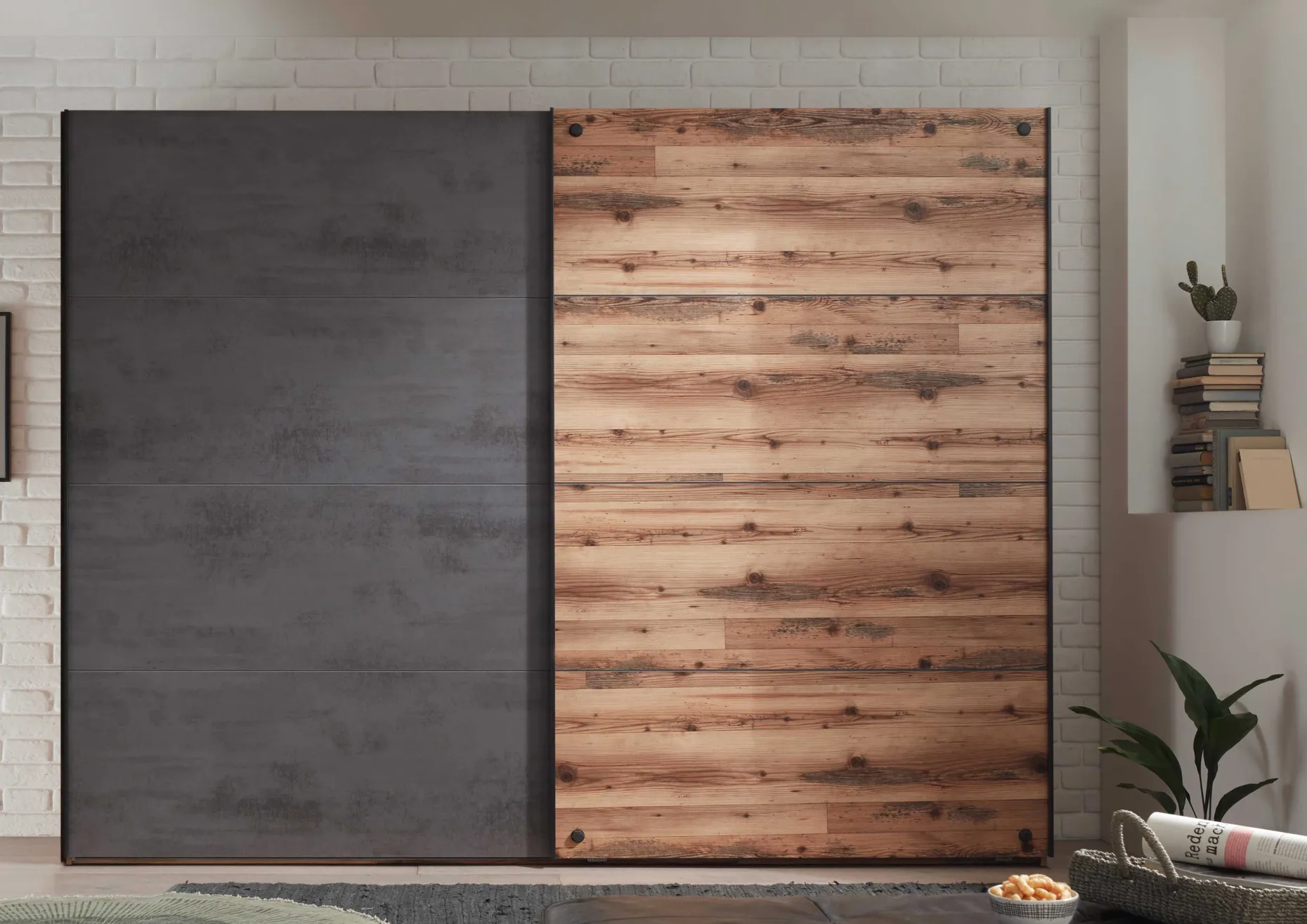 Kleiderschrank Kalas 270cm mit 2 Schiebetüren - grau/braun