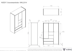 Kinder Vipack Kleiderschrank Kiddy 3 Türen -