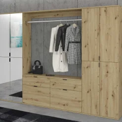 Kleiderschrank Kombination Projekt X Emob - Artisan Eiche - 243x193x34 cm - Spiegel