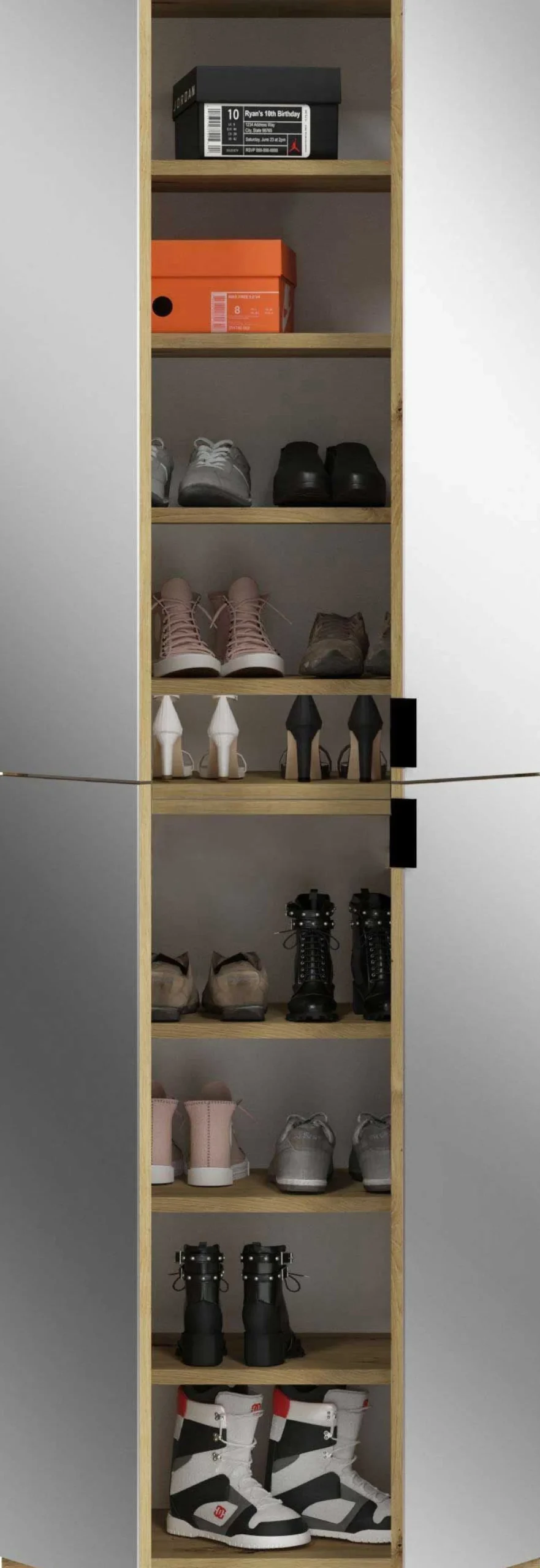 Kleiderschrank Kombination Projekt X Emob - Artisan Eiche - 243x193x34 cm - Spiegel