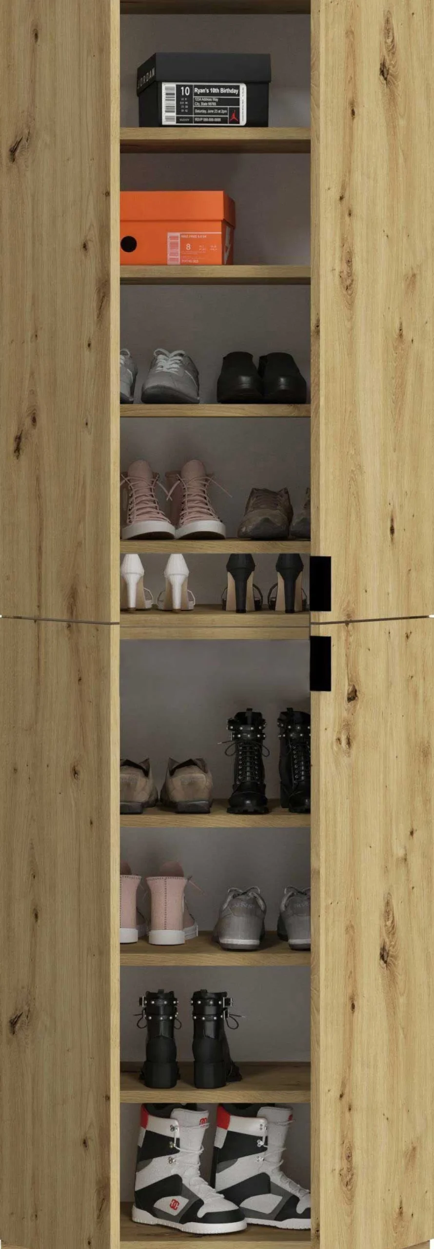 Kleiderschrank Kombination Projekt X Emob - Artisan Eiche - 243x193x34 cm - Spiegel